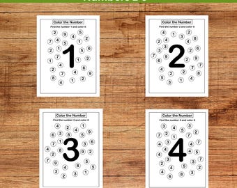 Preschool Number Coloring Pages 1-9: Printable Toddler Activity (Digital Download)