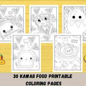 Kawaii Food Coloring Book for Kids, Printable Kawaii Food Activity Coloring Pages, Kids Coloring Sheets, INSTANT DOWNLOAD