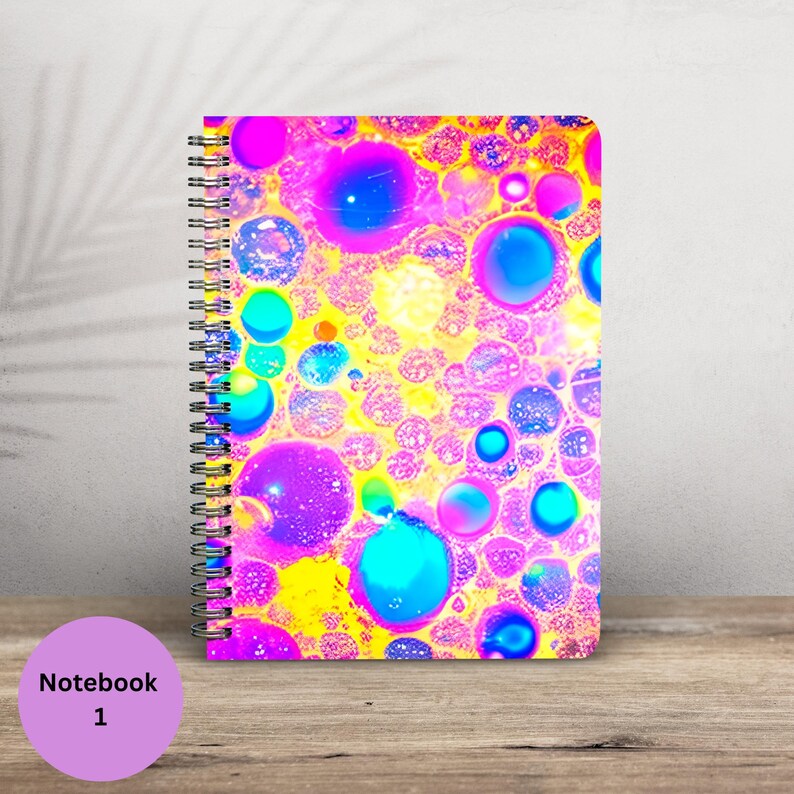 Note Notebook Bubbles Neon Bubbles Spiral Notebook, Back to School Gift, Bold Colors Notebook ...