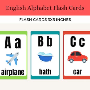 Tarjetas flash del alfabeto para niños, tarjeta flash ABC, tarjetas flash, tarjetas educativas, tarjetas A-Z, aprender ABC, tarjetas flash del alfabeto, tarjetas flash coloridas