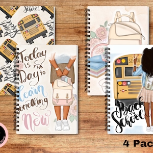 Cuaderno en espiral con rayas anchas para niños, colores surtidos, 60 hojas cada una, paquete de 4, cuaderno para niños