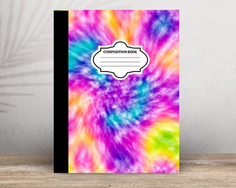 Back to school Purple Tie Dye Wide or College Ruled Composition Notebook
