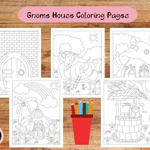 Printable Gnome House Coloring Page for Adults kids, Instant Download, Printable PDF