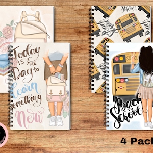 Cuaderno en espiral con rayas anchas para niños, colores surtidos, 60 hojas cada una, paquete de 4, cuaderno para niños