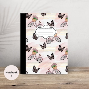Wide Ruled or college ruled Composition Notebook, Decorative back to school Paris Fashion Notebook, Kids Composition Notebook