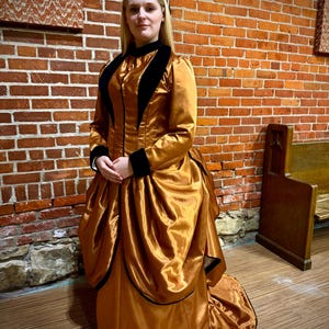 The Gilded Ember Gown 1880s Bustle Gown