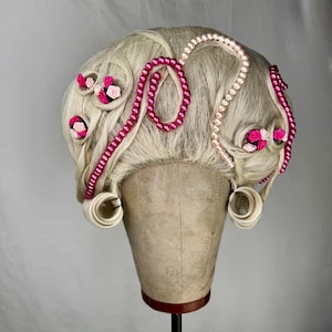 Lace Front White Marie Antoinette/Bridgerton/Queen Charlotte-Inspired Wig with Handsewn Pearls and Satin Roses