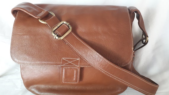 Vintage handbag, Avorio Italian leather, crossbod… - image 1