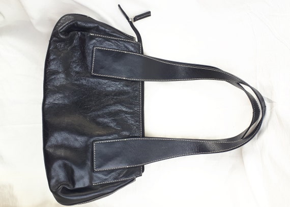 Vintage Leather Handbag Dissona Italy Black Luxurious Leather