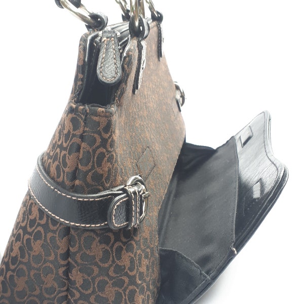 Vintage handbag, Rossetti bag, brown and black top handle bag retro design rare thrifted handbag