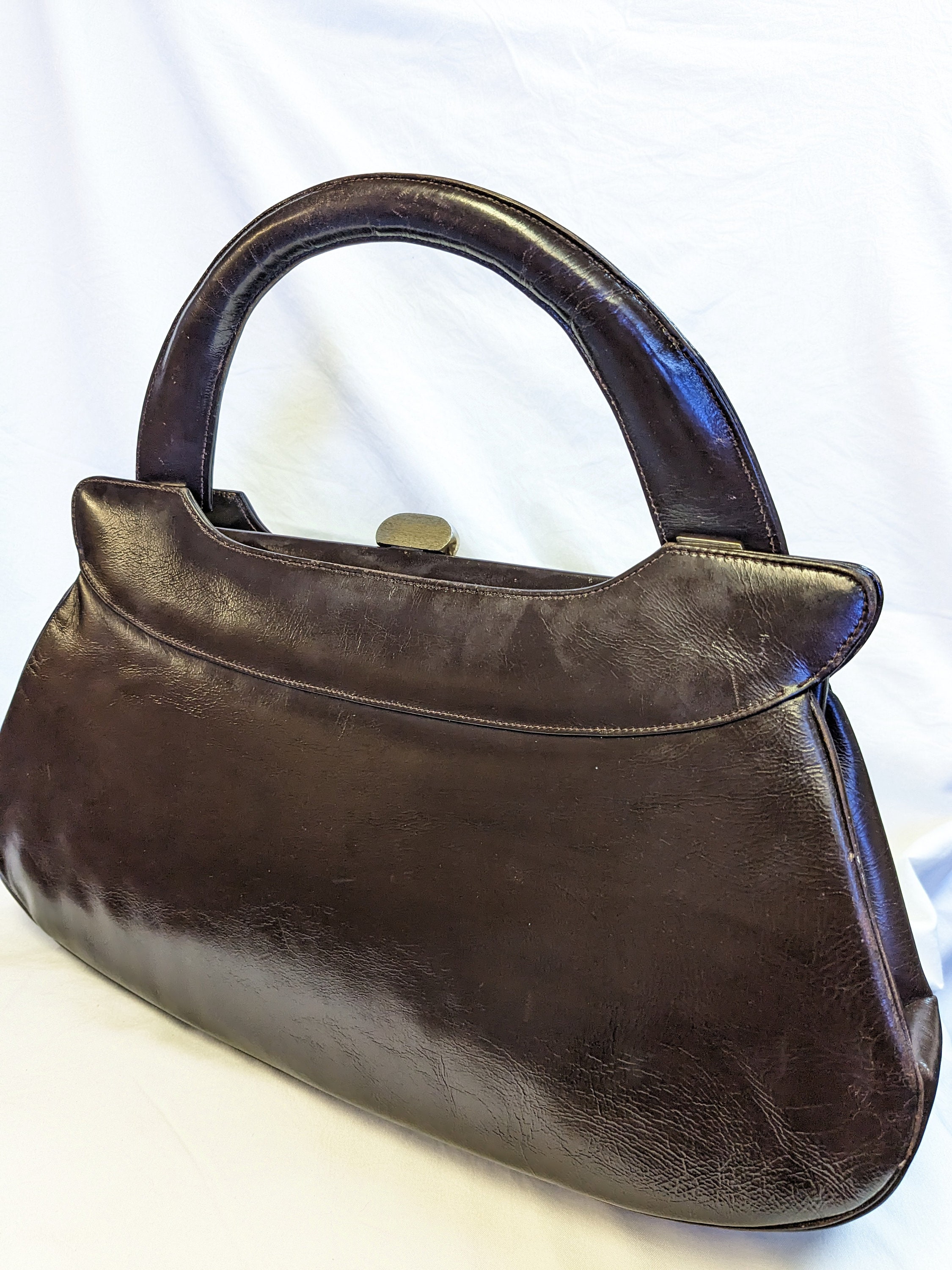 Vintage Leather Handbag Dissona Italy Black Luxurious Leather 