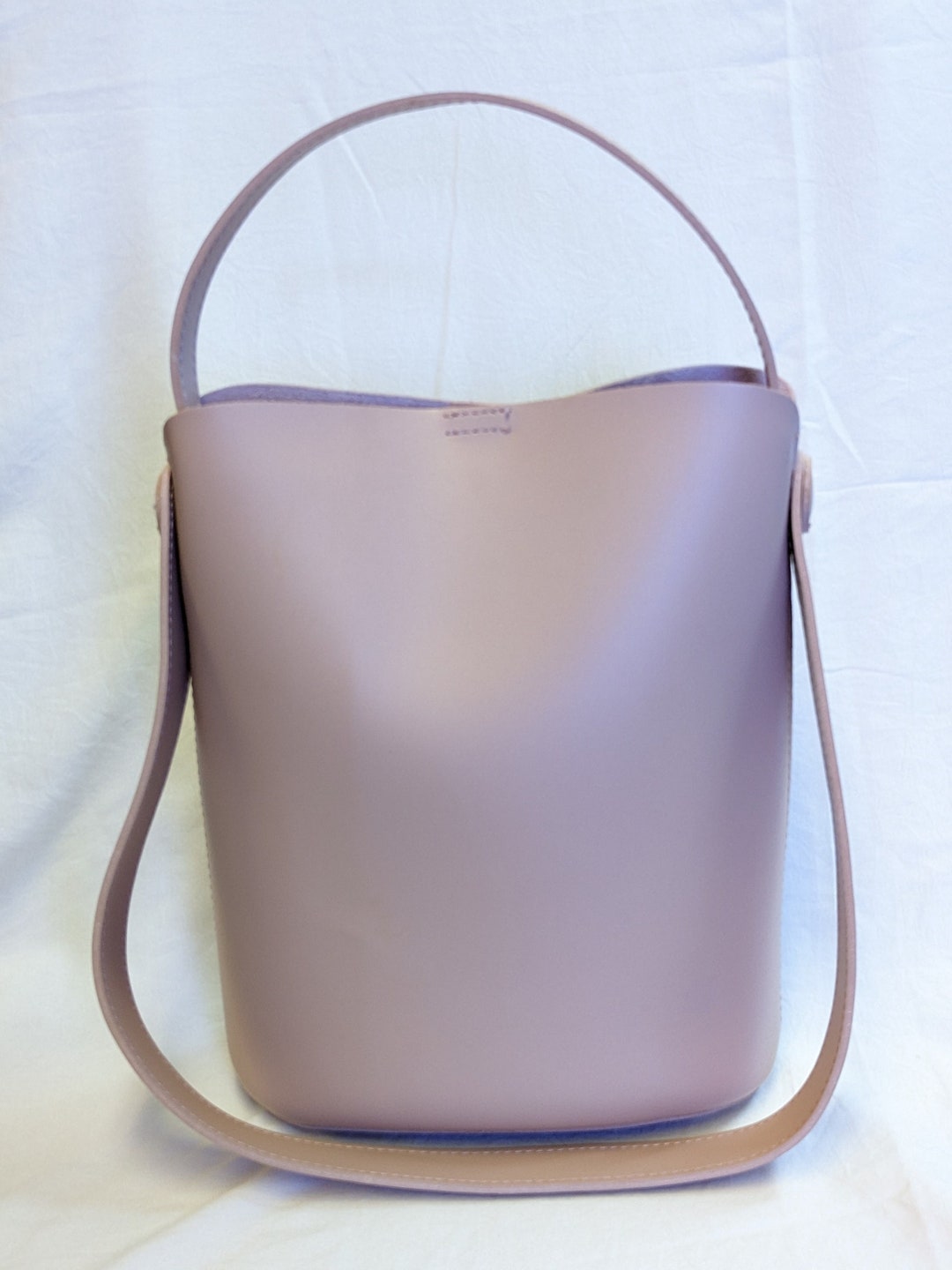 Vintage handbag pale Barbie pink bucket style Miniso top handle with shoulder strap Etsy