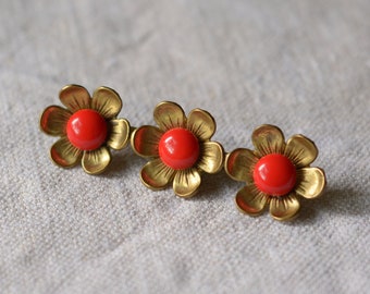 Mid-century brooch with flowers | Czechoslovakia 1960s