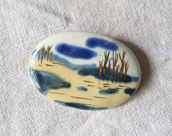 Vintage ceramic broach  | handmade jewelry