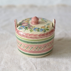 Pink floral sugar bowl | Gmunden ceramics