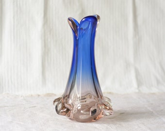 Murano glass vase pink and blue