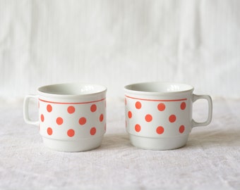 Mugs blancs à pois rouges 2 pièces | Esolway Pece Hongrie