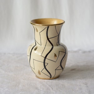 Mid-century vase with geometric pattern hand-painted pottery image 8