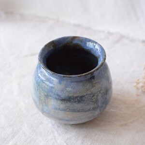 Blue shades round vase art ceramics image 3