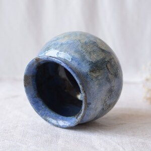 Blue shades round vase art ceramics image 7