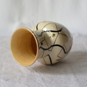 Mid-century vase with geometric pattern hand-painted pottery image 3