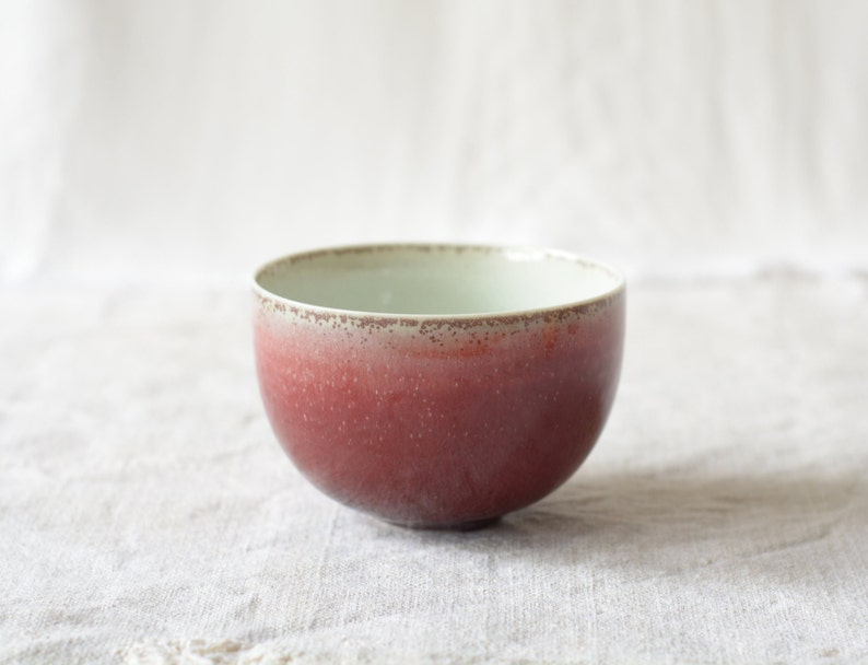 Small asian dishes minimalist black and red pottery 3 pieces Red small bowl