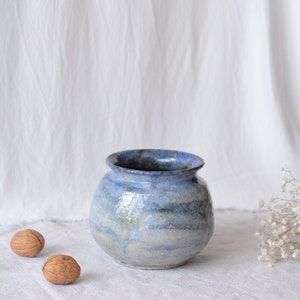 Blue shades round vase art ceramics image 10