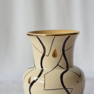 Mid-century vase with geometric pattern hand-painted pottery image 5