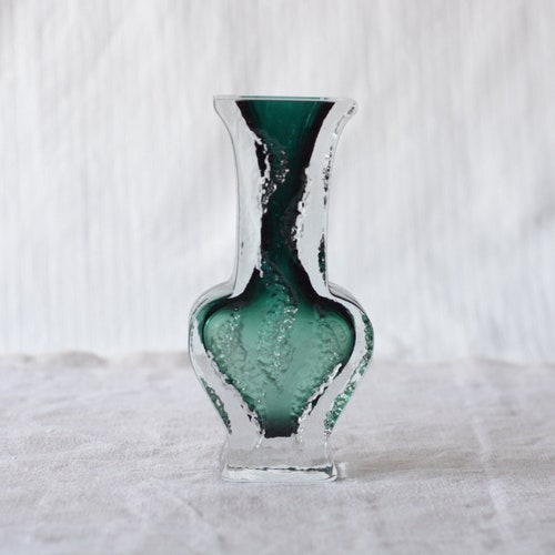 Vase en verre vert émeraude | Verre Ingrid années 70