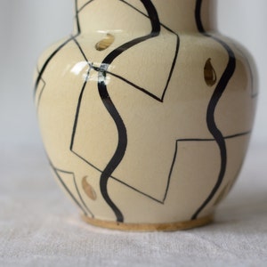 Mid-century vase with geometric pattern hand-painted pottery image 6