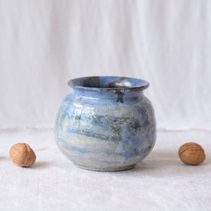 Blue shades round vase art ceramics image 8