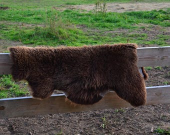 Brown Sheepskin Rug: Natural Polish Wool, Cozy Home Decor