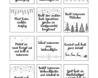 Calendario de Adviento para parejas / Tareas navideñas para parejas / para marcar o recortar