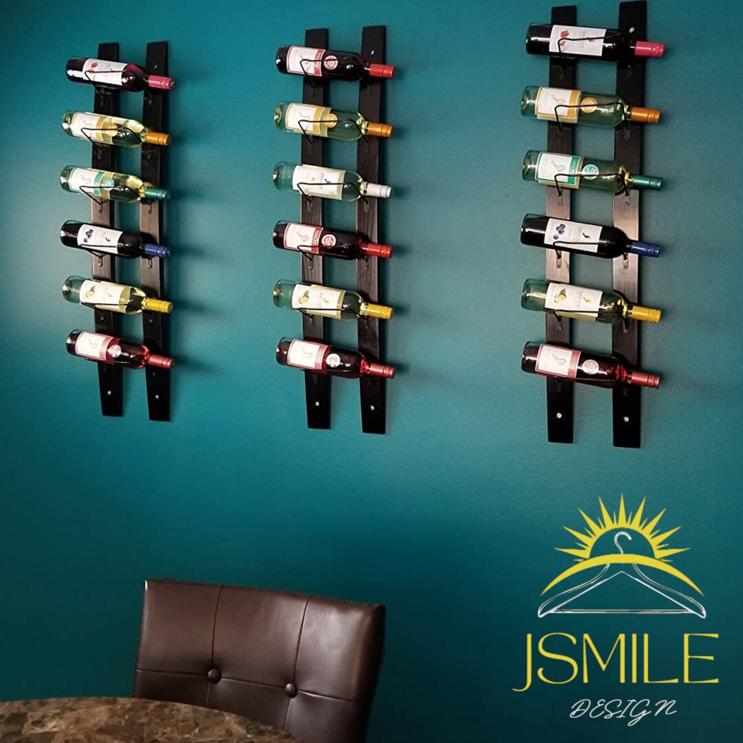 6 Bottles Wooden Wall Mounted Wine Rack Rustic Barrel Stave Etsy