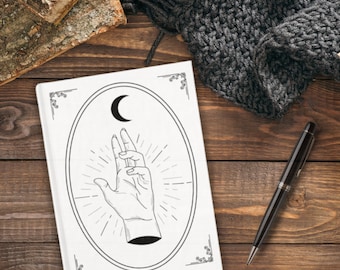 Vers la lune Carnet cartonné | Carnet ligné ligné fantaisie | Papeterie esthétique sorcière | Fournitures de journalisation