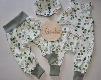 Pump pants / romper / eucalyptus / jersey fabric / reversible scarf