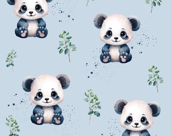 French terry fabric // Sold by the meter // In-house production // Panda bear