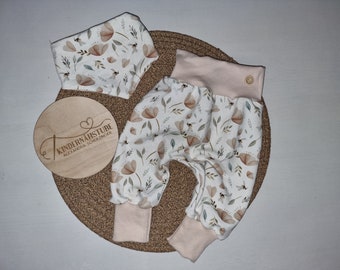 Pump pants / scarf / floral / spring / French terry / premature baby