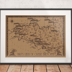 Surfspot Bretagne Poster / Druck / Vintage / Surf / Bretagne / Meer / Ozean / Welle / Brandung / Deko / Poster / Wandkunst / Surfbrett / Brett