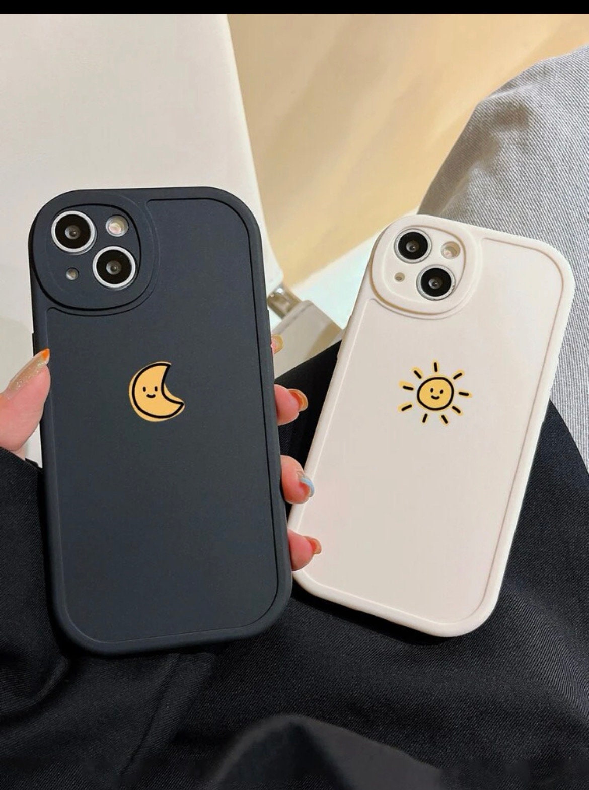 Sun and Moon Couple Graphic Phone Case Matching Phone Case Etsy