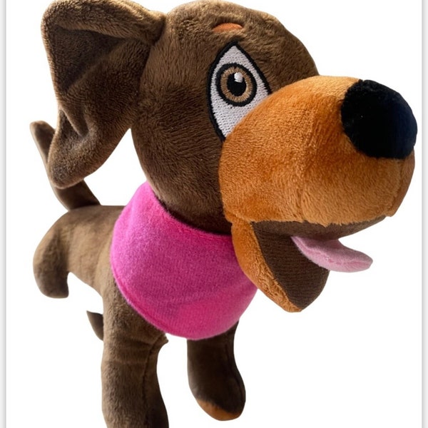 Three-legged plush Roxy dog