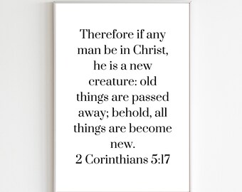 2 Corinthians 5:17 Printable Poster, 2 Corinthians Digital Download, New Years Poster, Printable Download