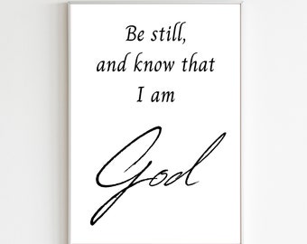 Salmo 46:10 Cartel imprimible, Cartel del versículo bíblico, Cartel de descarga digital, Cartel de las Escrituras, Cartel imprimible