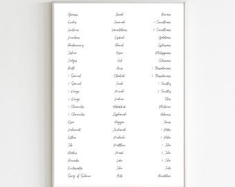 Cartel imprimible de libros minimalistas de la Biblia, cartel de libros de la Biblia, cartel de la Biblia digital, decoración minimalista de la Biblia