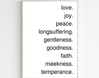 Frutas del Espíritu Descarga digital, Frutas del Espíritu Impresión de versículos bíblicos, Escritura imprimible, Cartel de versículos bíblicos imprimibles