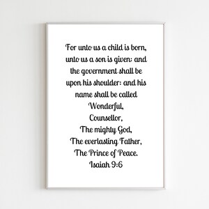 Isaiah 9:6 Printable Poster, Isaiah Digital Download, Printable Christmas Poster, Christmas Digital Download