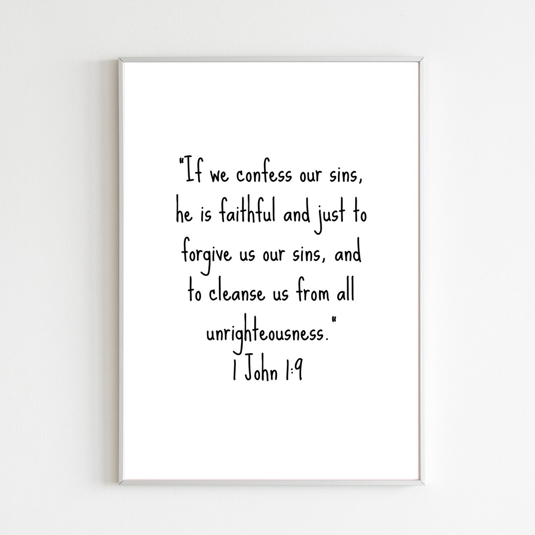 1 John 1:9 KJV Bible Verse Poster, 1 John Printable Poster, Bible Verse ...
