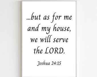 Josué 24:15 Cartel del versículo bíblico, cartel de las Escrituras, versículo bíblico imprimible, cartel de impresión digital