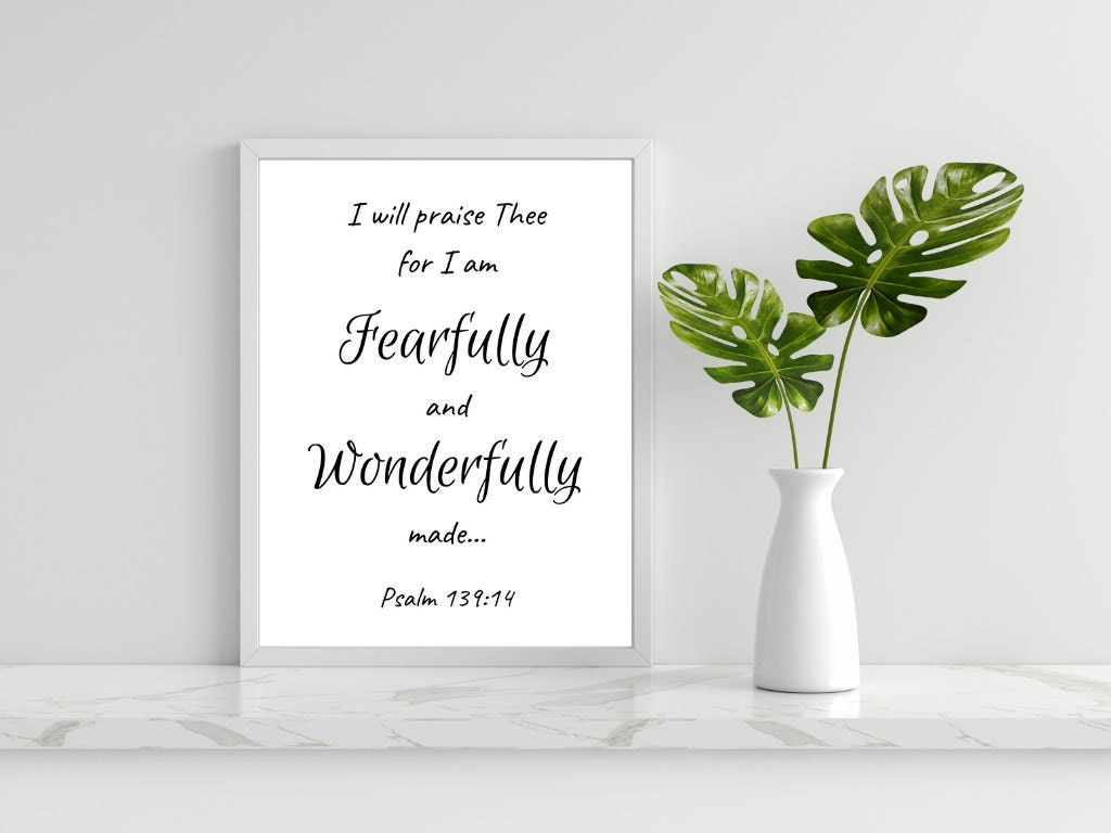 Psalm 139:14 Printable Poster Bible Verse Poster Digital - Etsy
