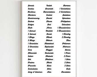 Books of the Bible Poster, Printable Books of the Bible Poster, Books of the Bible Decor, Bible Poster